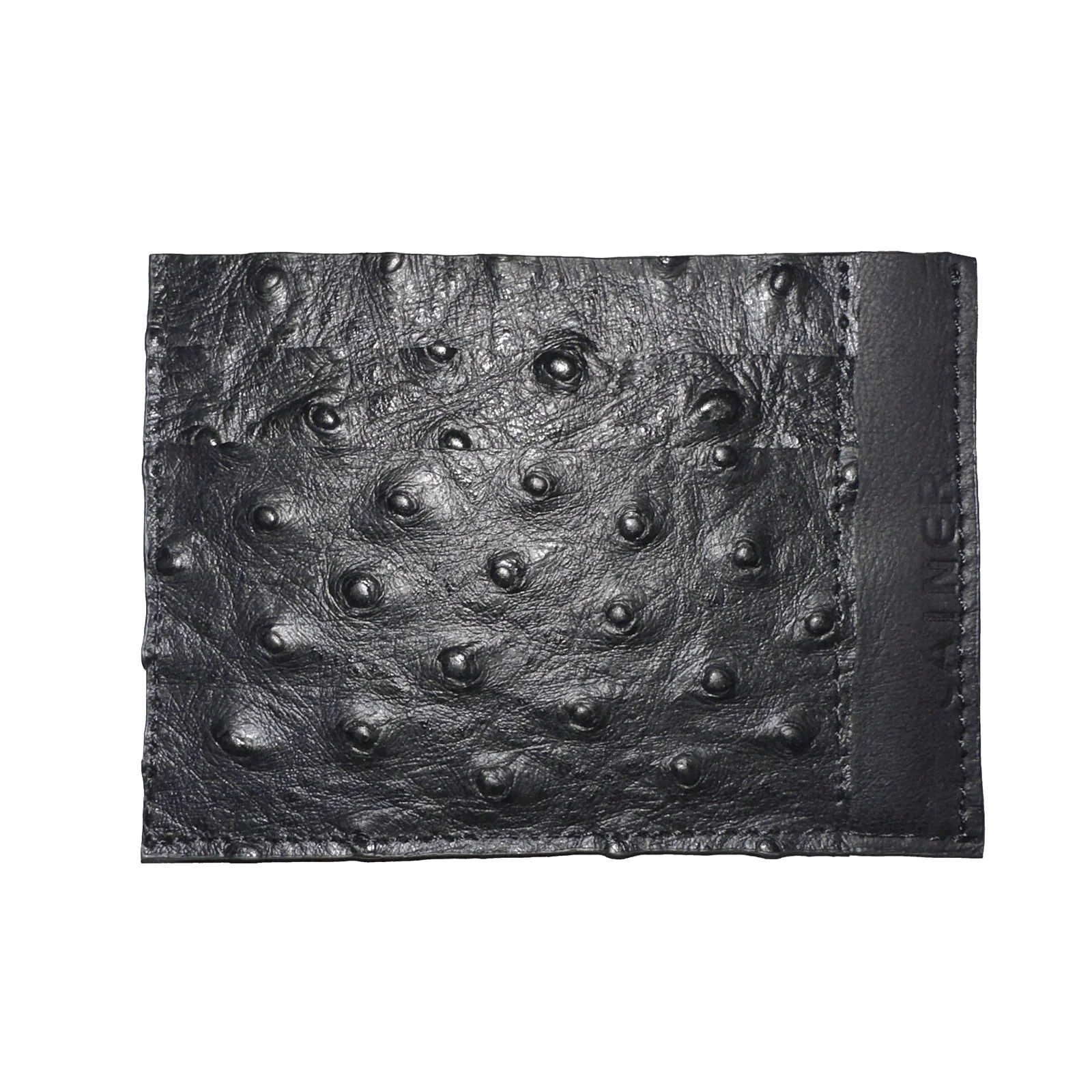 LAINER LEATHER CARDHOLDER OSTRICH BLACK