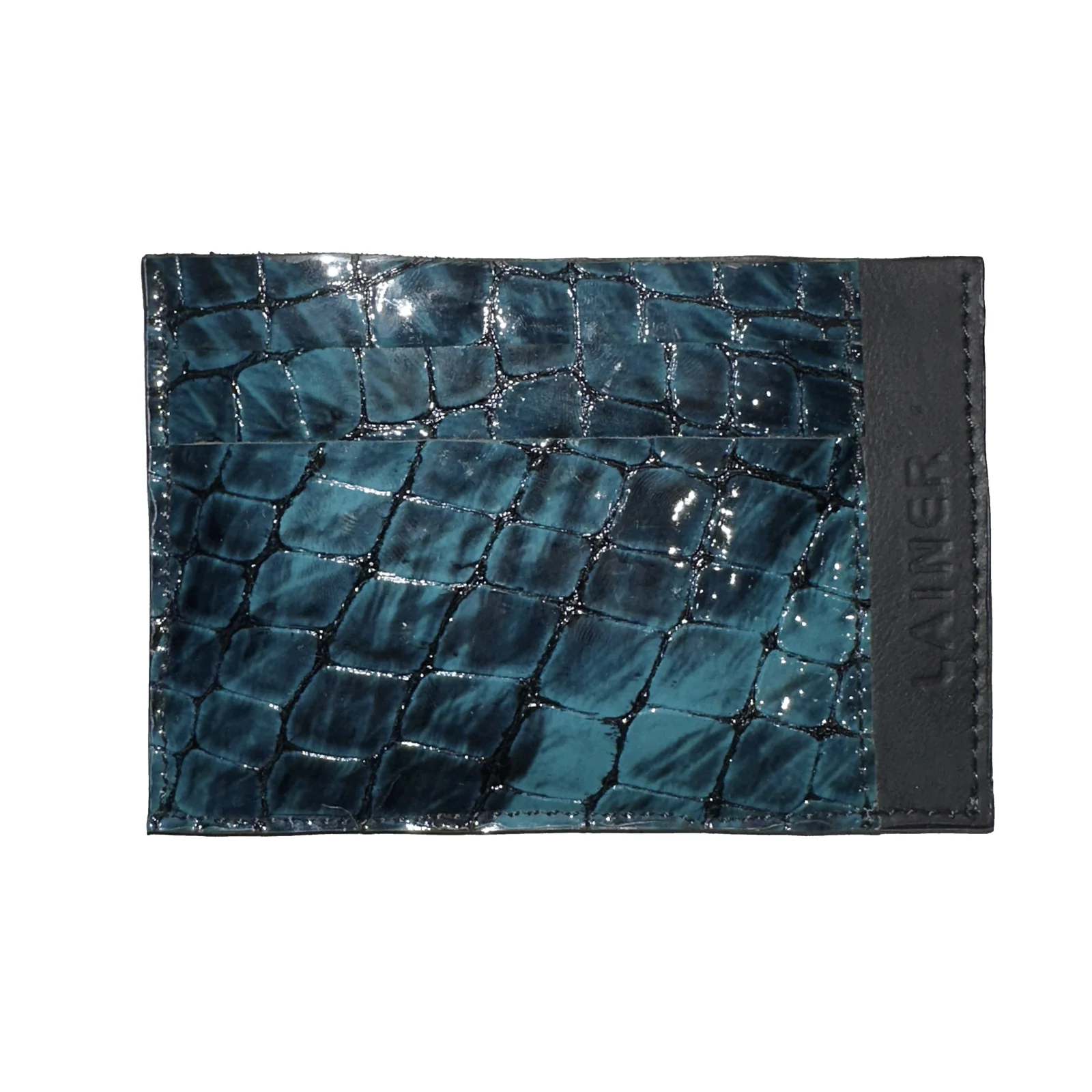 LAINER LEATHER CARDHOLDER BLUE CROCODILE